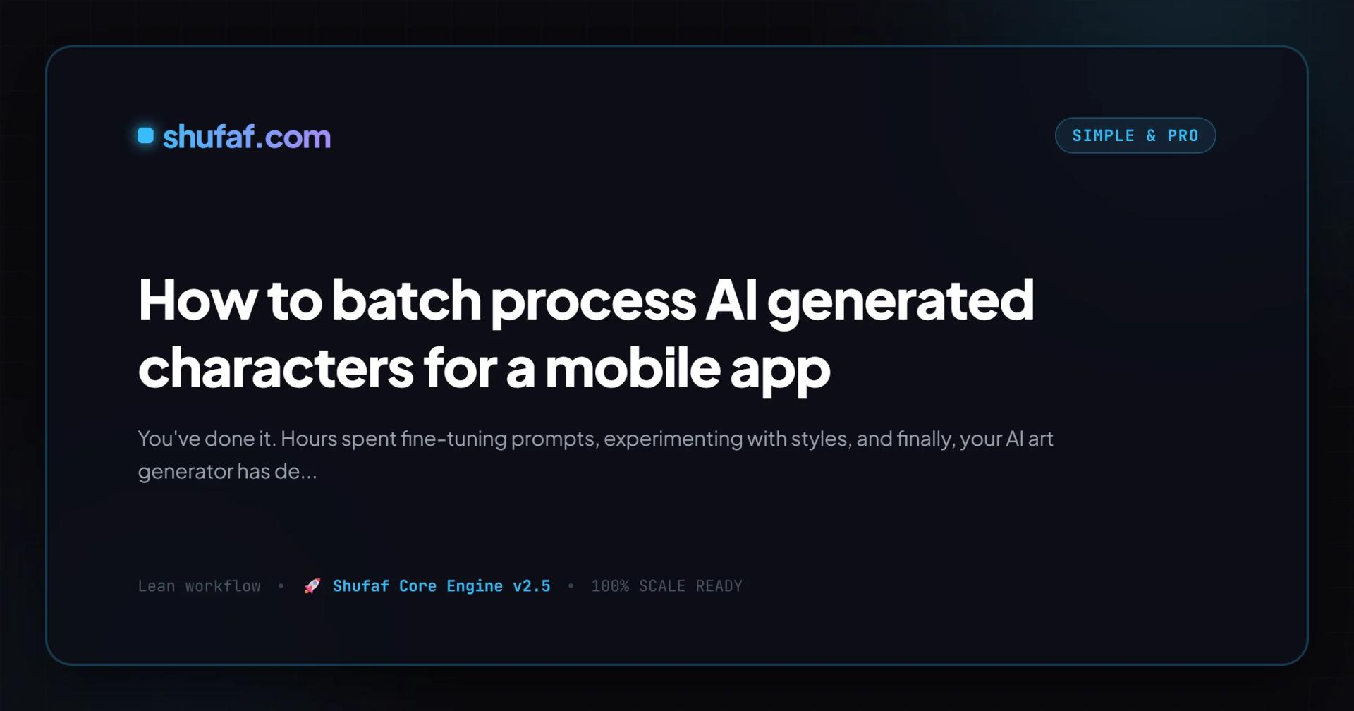 How to batch process AI generated characters for a mobile app