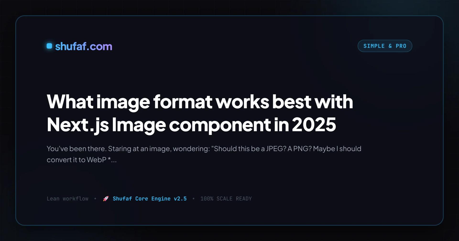 What image format works best with Next.js Image component in 2025