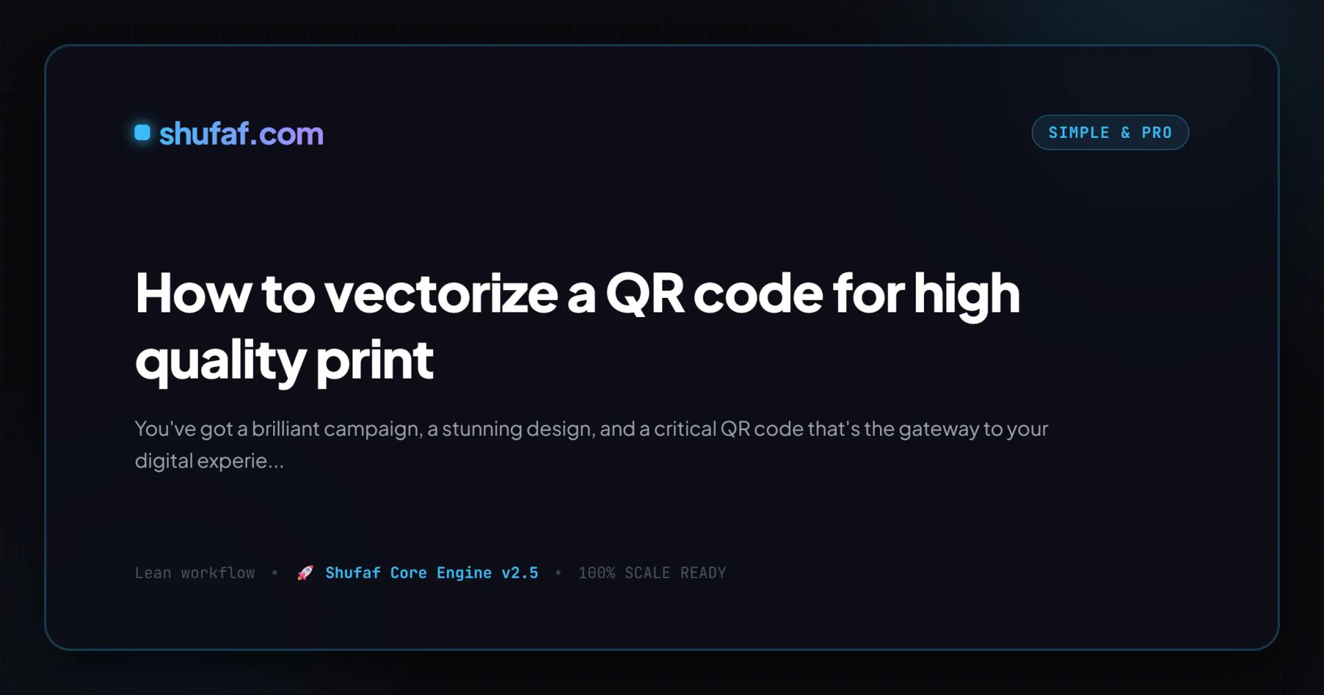 How to vectorize a QR code for high quality print