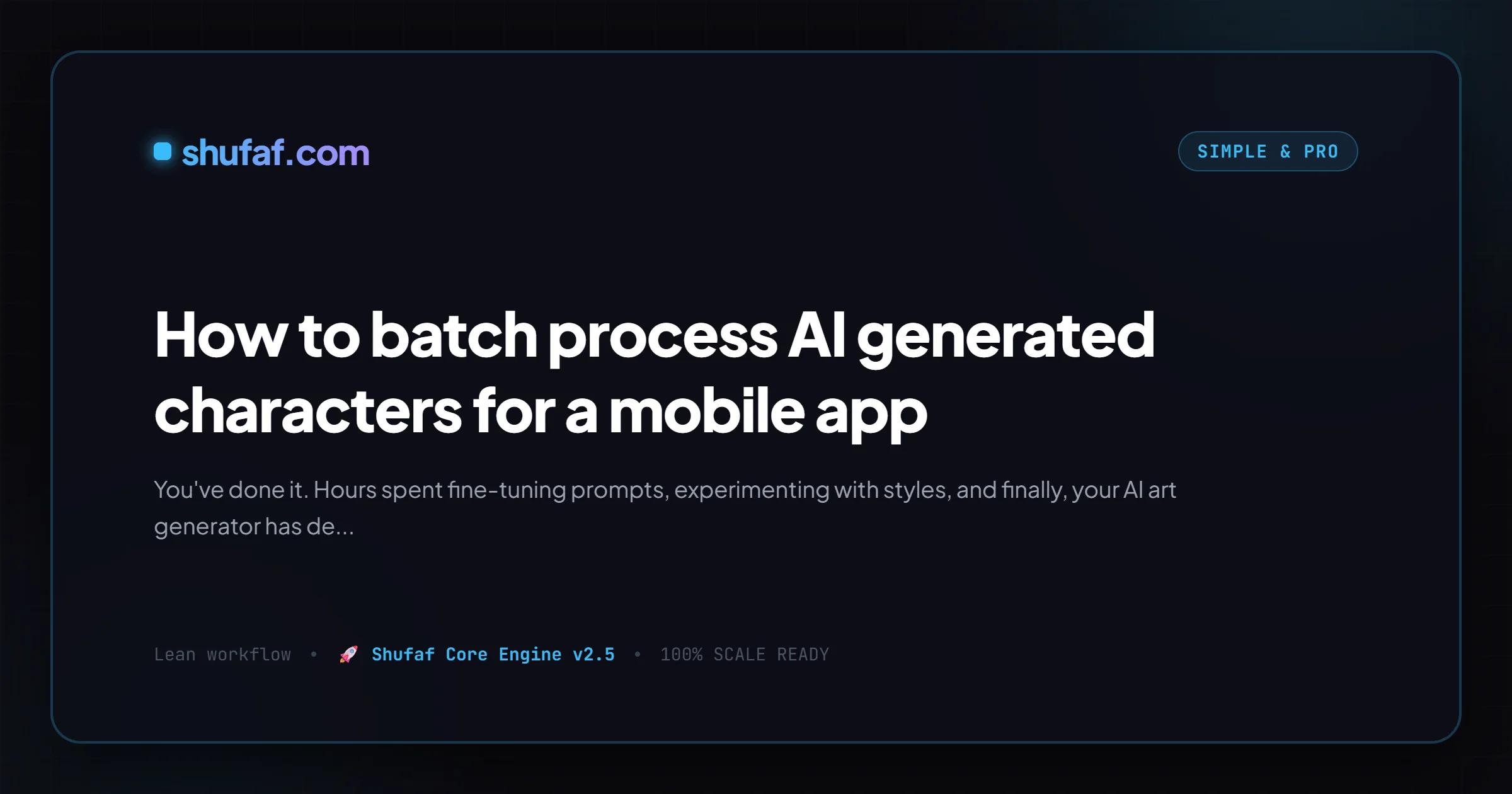 How to batch process AI generated characters for a mobile app