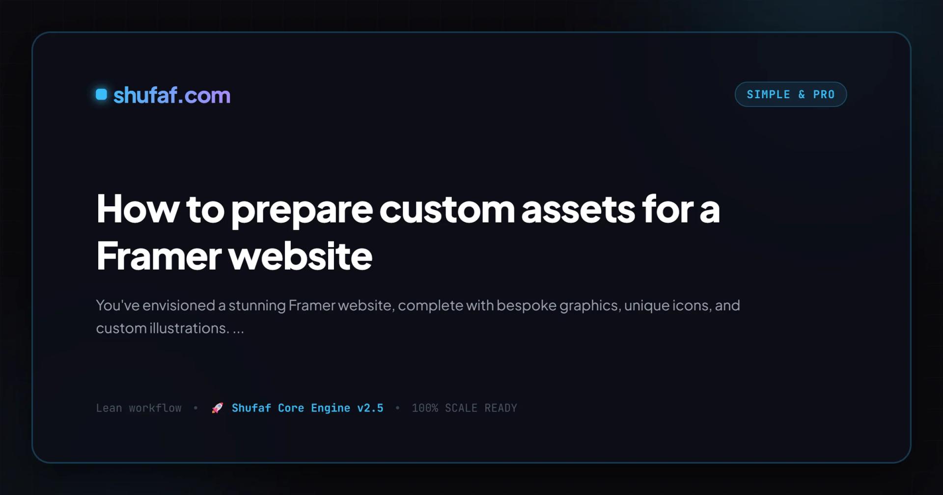 How to prepare custom assets for a Framer website