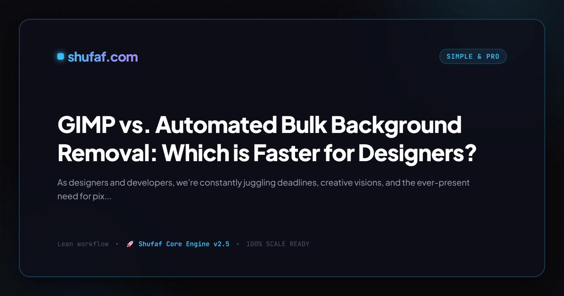 GIMP vs. Automated Bulk Background Removal: Which is Faster for Designers?