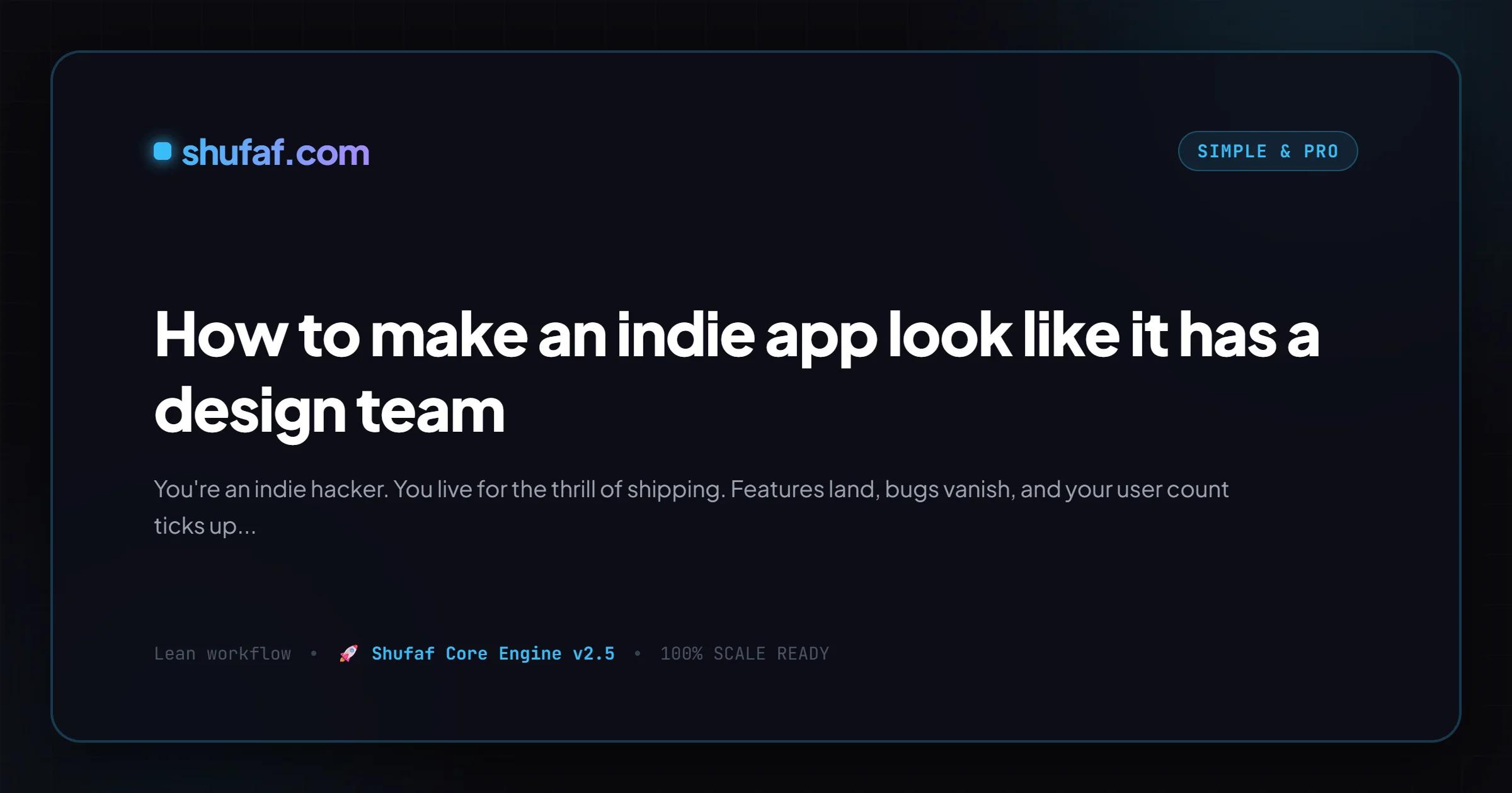How to make an indie app look like it has a design team