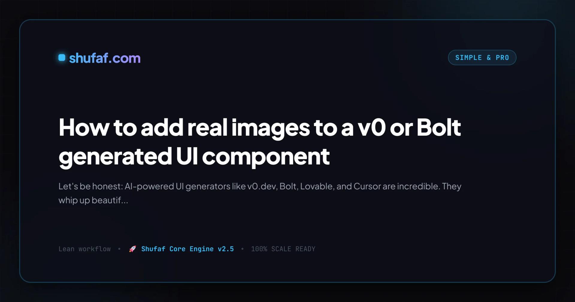 How to add real images to a v0 or Bolt generated UI component