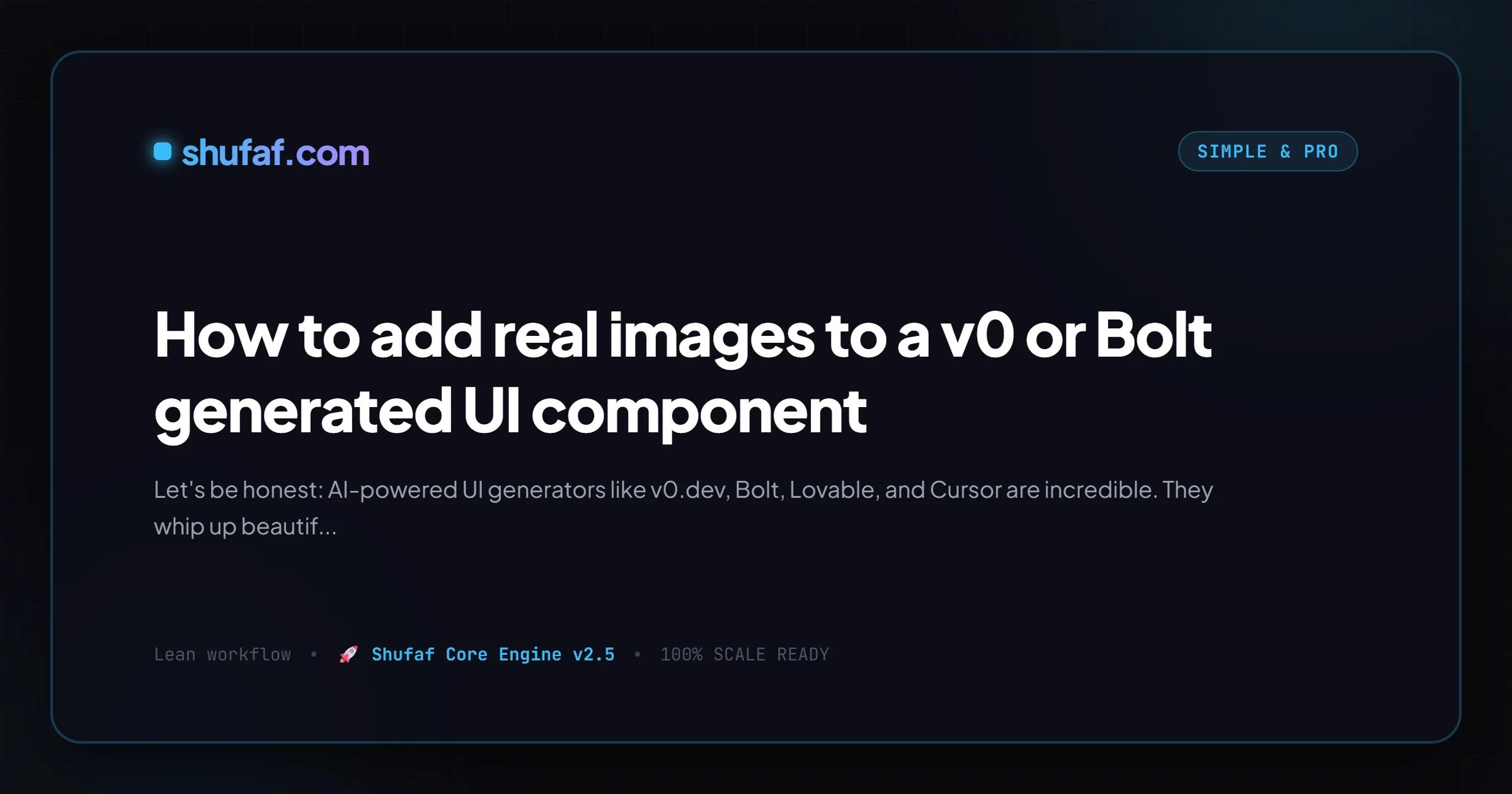How to add real images to a v0 or Bolt generated UI component