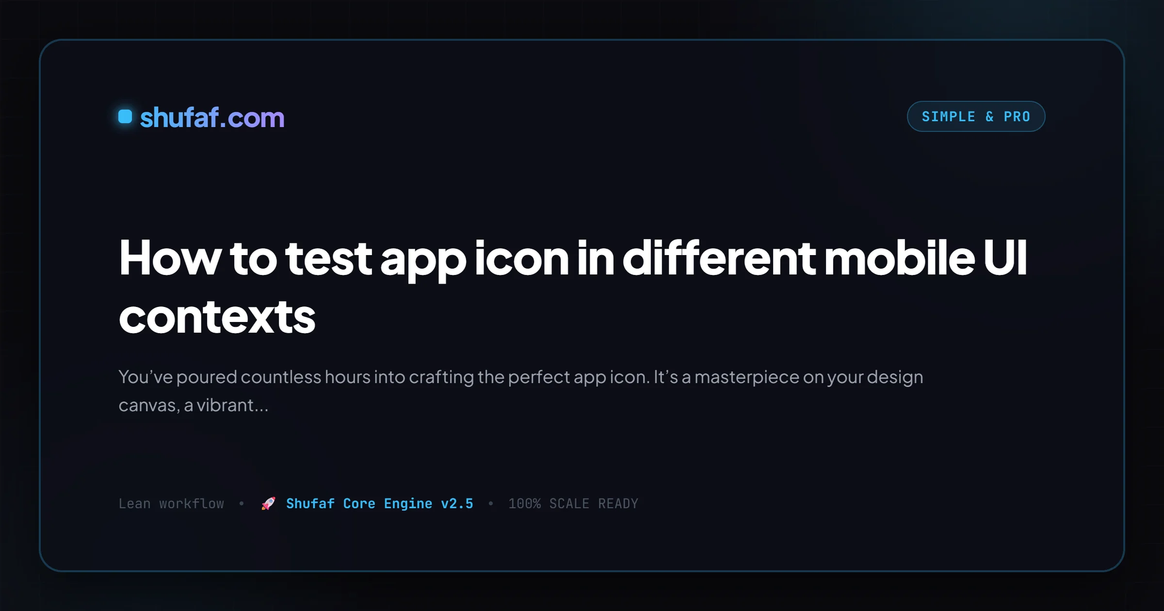 How to test app icon in different mobile UI contexts — Shufaf